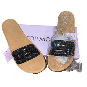 Top Moda Size 9 Black Rhinestone Sandal